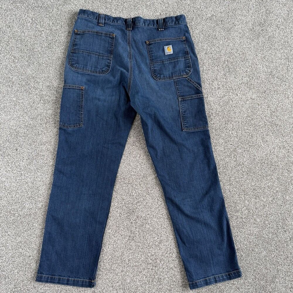 Carhartt Relaxed Straight Rugged Flex Denim Dungaree Jeans Workwear Size 36x30